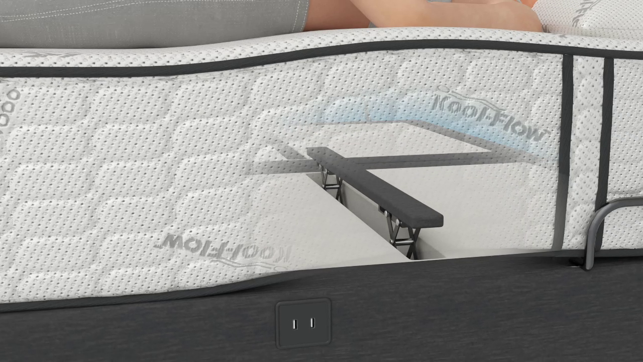 BackFlex 3 adjustable base for transparency showing raised adjustable lumbar back support section