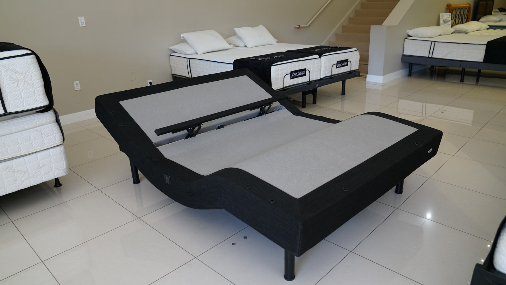 BackFlex 3 adjustable base with lumbar support adjustment raises queen size in showroom